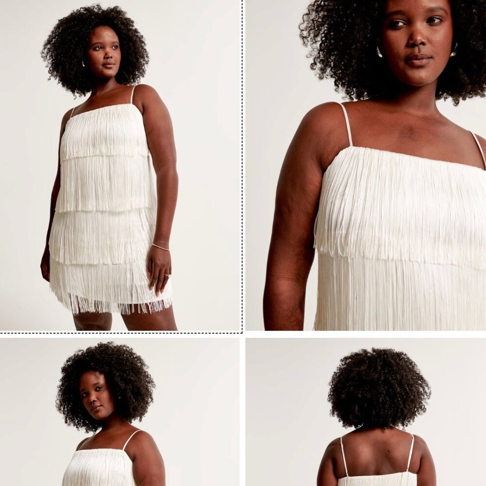 Abercrombie Fringe White Mini Dress XL